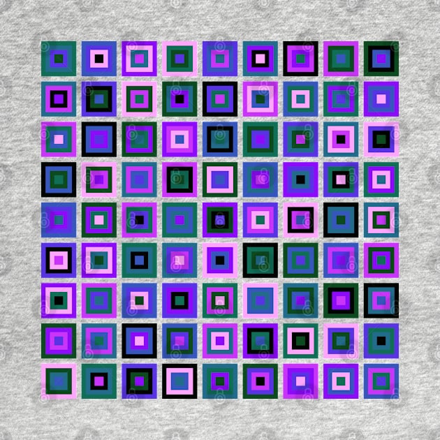 Abstract Square Geometric | Pop Fashion Modern Fusion Layered Blue Green Pink by aRtVerse